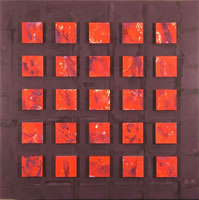 Ensemble (Red and Violet), 2008, acrylic on wood, 99 x 99 cms